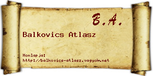 Balkovics Atlasz névjegykártya